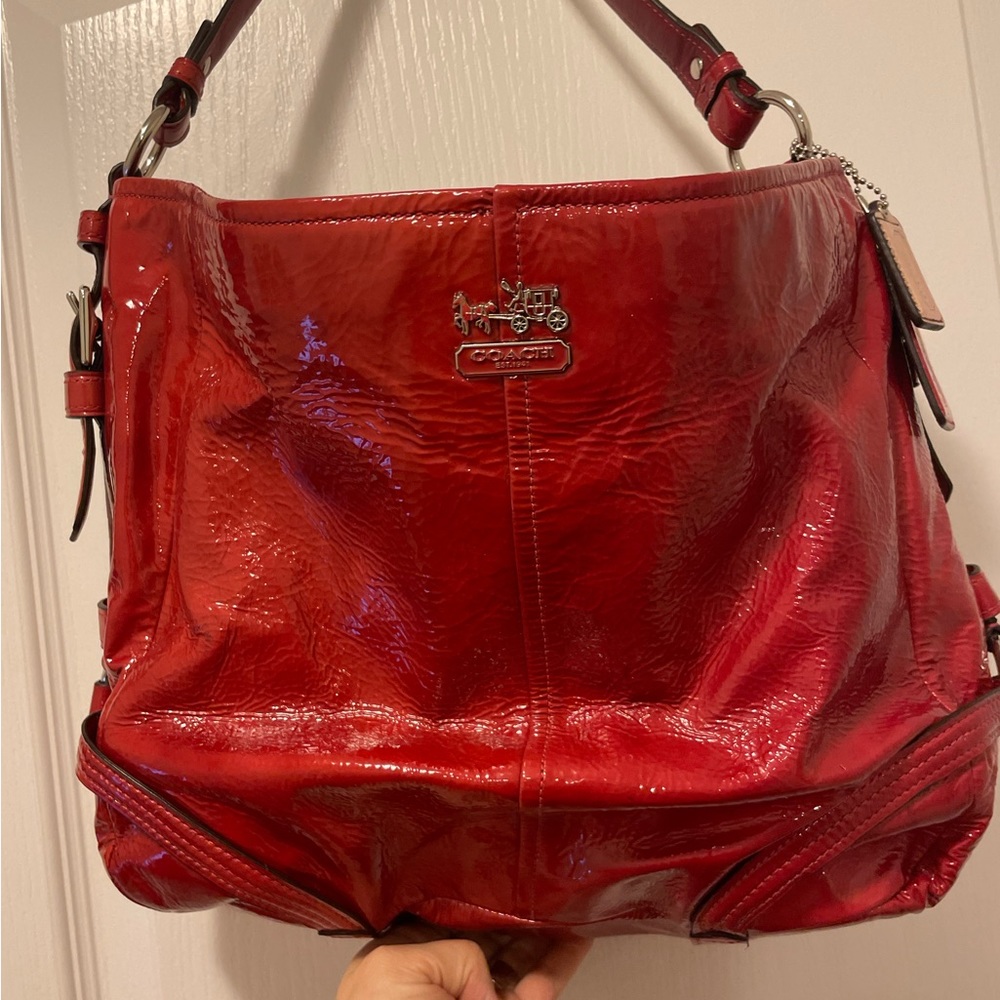 Coach tomato red patent style bag and dust bag